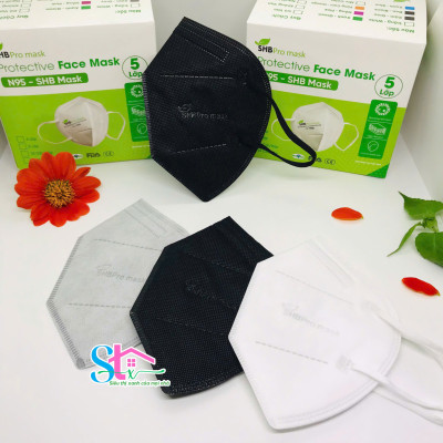 Khẩu trang n95 SHB Pro mask chính hãng, Kn95 cao cấp 5 lớp kháng khuẩn chuẩn FFP2 (hộp 20 cái)