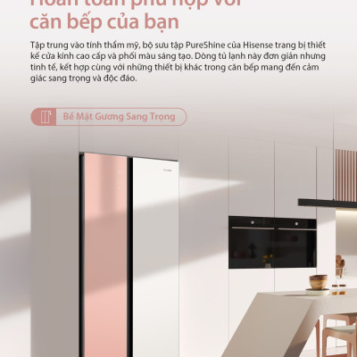 Tủ Lạnh Hisense Inverter Side By Side RS668N4EW-PU 519 Lít tiết kiệm điện, bảo hành 3 năm - HÀNG CHÍNH HÃNG