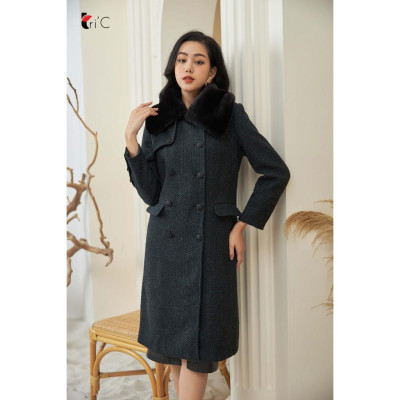 Áo khoác nữ Dạ Tweed dáng dài Tri