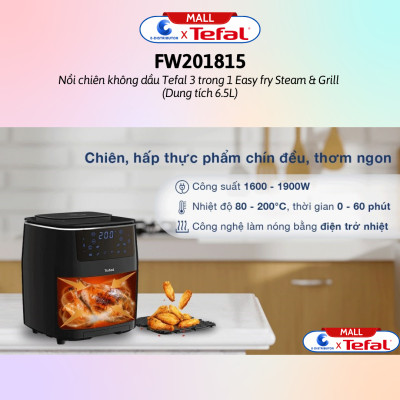Nồi chiên không dầu kết hợp hấp Tefal FW201815 6.5 lít - Hàng Chính Hãng