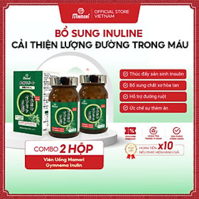 Combo 2 Hộp Viên uống MAMORI GYMNEMA - INULIN Hỗ trợ giúp giảm đường huyết, ngăn ngừa tích tụ mỡ thừa, bổ xung chất sơ hòa tan