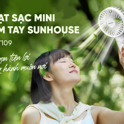 Quạt sạc mini cầm tay Sunhouse SHD7109 - Hàng chính hãng