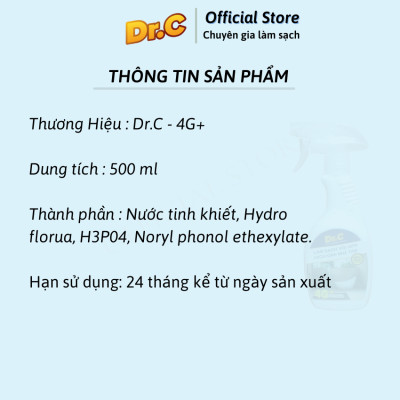 Dung Dich Tẩy Cặn Canxi, Làm Sạch vòi sen Inox, Cabin, vách kính nhà tắm Dr.C CHÍNH HÃNG (Chai 300ml)