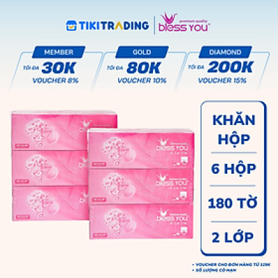 Combo 6 Hộp Khăn hộp Bless You Alavie 180 tờ