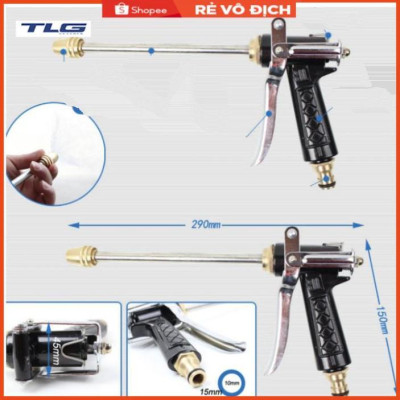 Bộ dây vòi xịt nước rửa xe, tưới cây . tăng áp 3 lần, loại 20m 206318 đầu đồng,cút,nối đen+ tặng đai