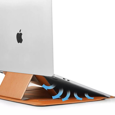 Bao Da Skin Pro Slim Stand Sleeve Dành Cho Macbook Chất Liệu Da PU Mịn, Nắp Từ Tính Có Chân Đế Có Thể Tự Điều Chỉnh - Hàng Chính Hãng 