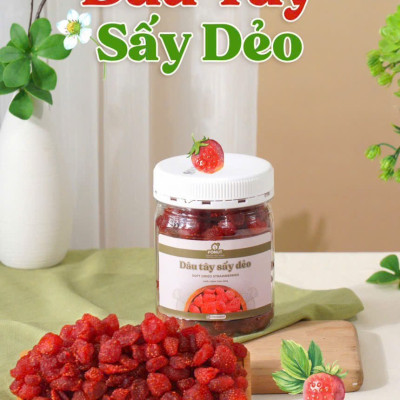 Dâu Tây Sấy Dẻo Hộp 500gr Vị chua ngọt