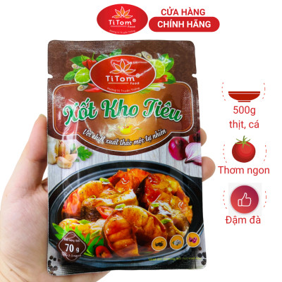 Xốt kho tiêu Titom gói 70g gia vị kho hoàn chỉnh dùng kho cá thịt