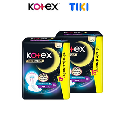 Combo 2 Băng Vệ Sinh Kotex Ban Đêm Đệm Sau 28cm (12 miếng/Gói)