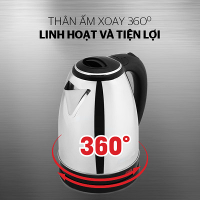 Ấm Siêu Tốc Inox 1.8L HTD1081 - Hàng Chính Hãng