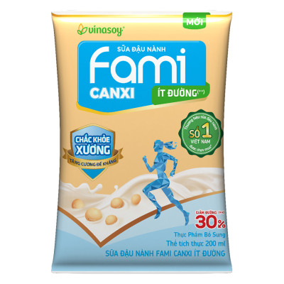 Thùng Sữa đậu nành Vinasoy Fami Canxi ít đường (200ml x 40 bịch)