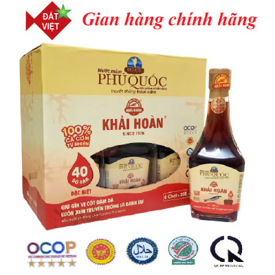 Nước mắm Khải Hoàn Phú Quốc 40-43 độ đạm thùng 6 chai thủy tinh 205ml
