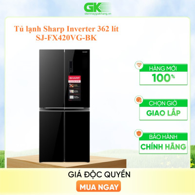 Tủ lạnh Sharp Inverter 362 lít SJ-FX420VG-BK - Hàng chính hãng (chỉ giao HCM)