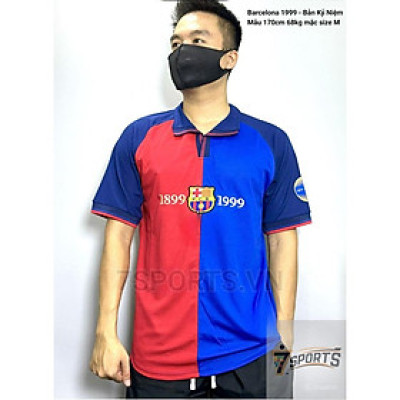 Áo Bóng Đá Retro Barcelona 1999 - Bản Kỷ Niệm bản cao cấp vải Cotton Polyester