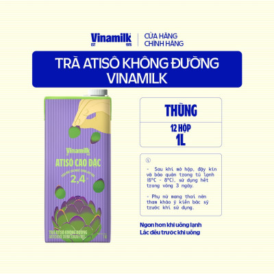 Thùng 12 hộp Trà Atisô không đường Vinamilk - Hộp giấy 1L