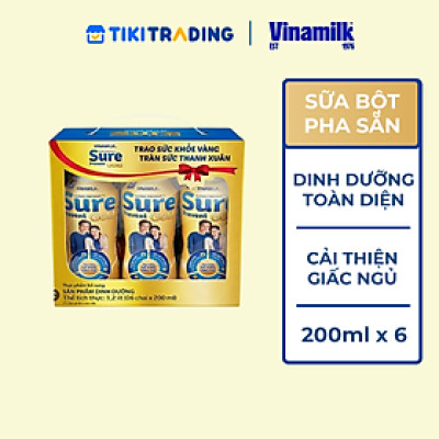 Sản phẩm dinh dưỡng Vinamilk Sure Prevent Gold Chai 200ml (Lốc 6 chai)