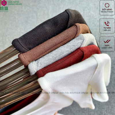 Áo thun nữ cổ tim Hiền Trần BOUTIQUE dài tay dáng lỡ crop mặc thu đông chất cotton co giãn Top Women A9