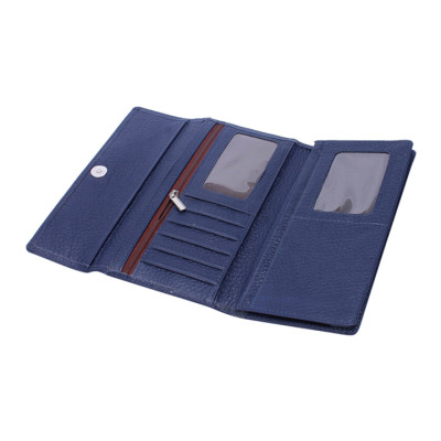 HJ3139-40-59-60-64-65-67 - Bóp nữ da bò cao cấp Huy Hoàng 3 gấp lửng màu xanh đậm, cam, xanh lá chuối, xanh dương, đỏ tươi, vàng, đỏ đô