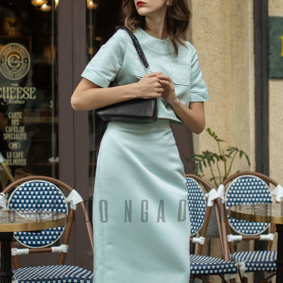 Set áo váy xanh mint NGADO , váy nữ , set đồ nữ , Set áo chân váy