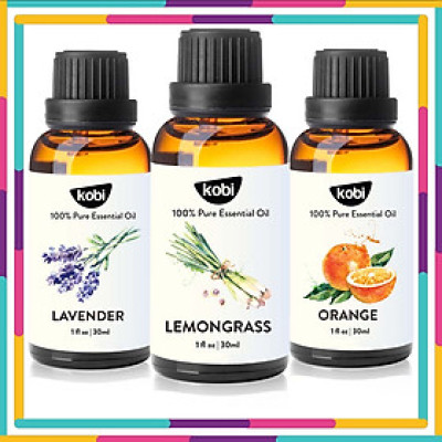 Combo 3 Tinh Dầu Xông Phòng Kháng Khuẩn Sả Chanh, Cam Ngọt, Oải Hương Kobi Giúp Khử Trùng, Thanh Lọc Không Khí, Khử Mùi, Đuổi Muỗi Nguyên Chất (30ml/Lọ)