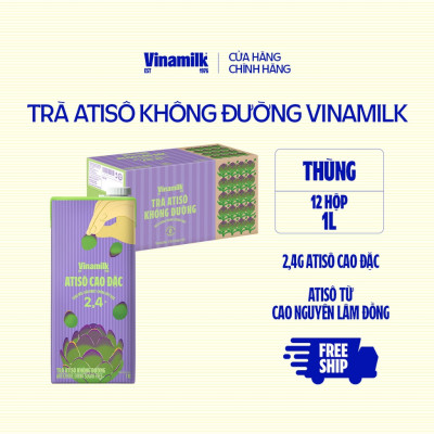 Thùng 12 hộp Trà Atisô không đường Vinamilk - Hộp giấy 1L