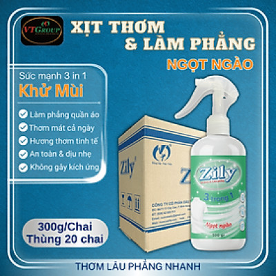Xịt Thơm & Làm Phẳng Quần Áo Zily 300g ( 20 Chai/Thùng ) - Tặng 1 chai Nước giặt KH Zily 3.8Kg