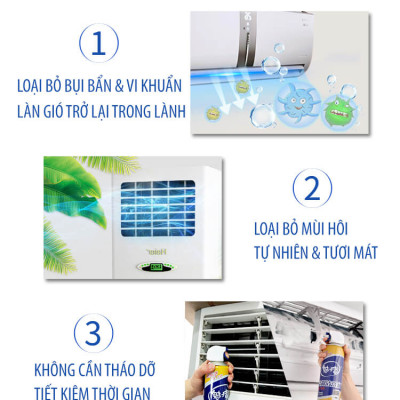 Chai Xịt Vệ Sinh Điều Hoà 520ML Khử Mùi Tạo Bọt Tẩy Rửa Vệ Sinh Dàn Máy Lạnh Quạt Làm Mát Tại Nhà Hiệu Quả - Hàng Chính Hãng