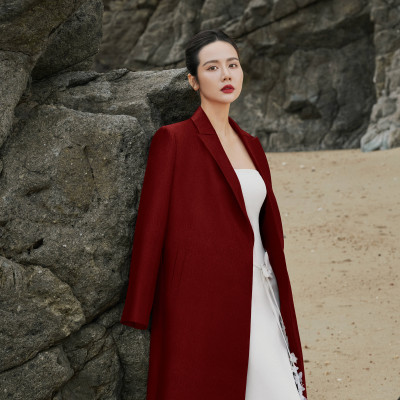 Áo khoác dáng măng tô dài Carmy thiết kế cao cấp WHITE CHIC