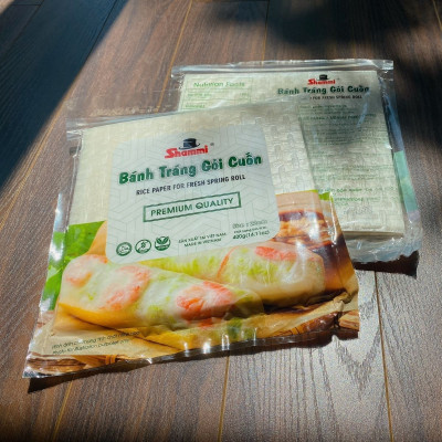 [LOẠI VUÔNG] Bánh tráng gỏi cuốn Shammi vuông size 22cm túi 400g (Bánh tráng xuất khẩu có túi zip)