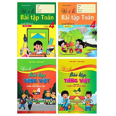 Sách - Vở Ô Li Bài Tập Toán + Tiếng Việt - Lớp 4 - Bám Sát SGK Chân Trời Sáng Tạo - Combo 4 Cuốn - Hồng Ân