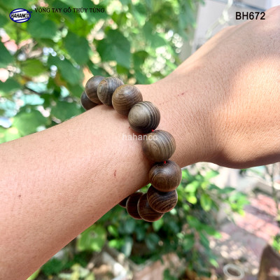 Vòng tay gỗ Thuỷ Tùng Thơm nức (BH672) Đắc Tài – Đắc Lộc – Đắc Bình An - May Mắn/ Vân gỗ đẹp - Bracelet of HAHANCO