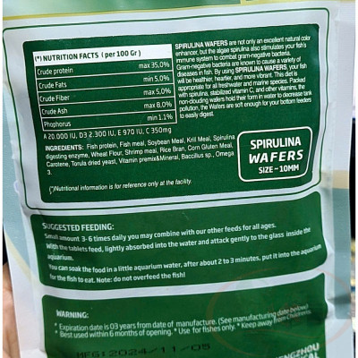 Thức ăn cá Dr+ Premium Spirulina Wafers viên tảo chìm tầng đáy bể cá tép thủy sinh