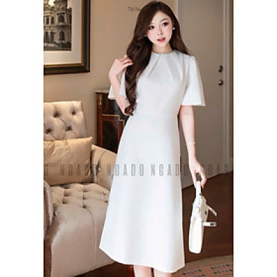 Đầm trắng cổ xếp NGADO