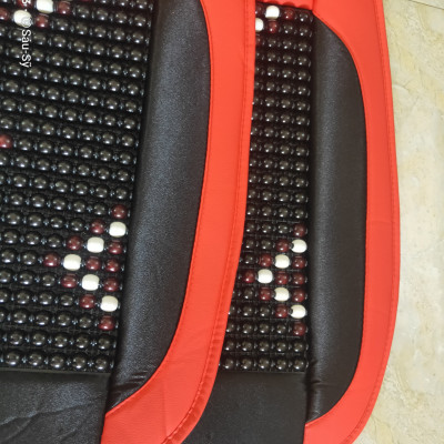 Lót Ghế Ô Tô hạt Gỗ Đệm Nỉ Cao Cấp họa tiết hoa văn màu Đen đỏ