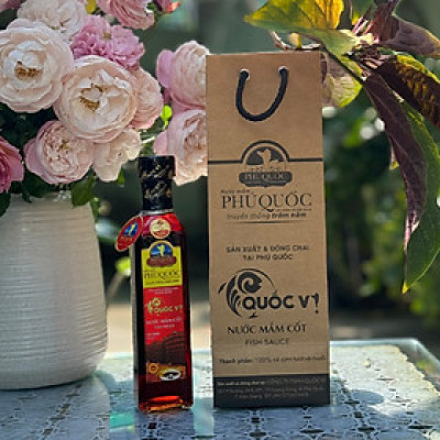Túi 4 Chai Nước Mắm Cốt Phú Quốc - Quốc Vị Độ Đạm 40N Chai Thủy Tinh 250ml Cá Cơm