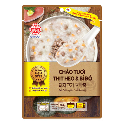 Cháo tươi thịt heo và bí đỏ Ottogi 220g