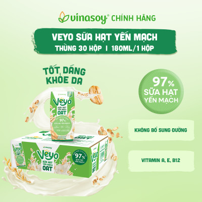 Thùng Veyo Sữa hạt Yến mạch (30 hộp x 180ml)