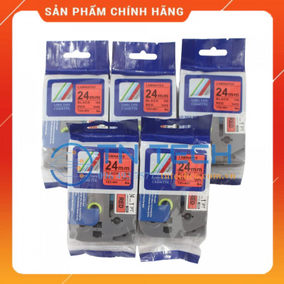 Nhãn In Tz2-451 - Đen nền đỏ 24mm x 8m - Dùng cho máy in BROTHER - AIMO - PUTY [Hàng Nhập Khẩu]