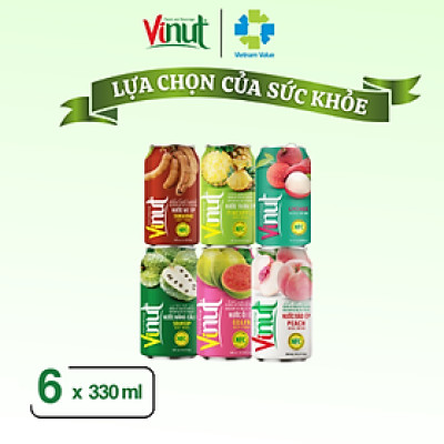 VINUT Combo Mix Lốc 6 Vị Nước Ép Trái Cây Tươi  330ml x 6