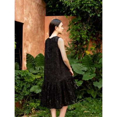 Đầm Suông Đuôi Cá Hoa Xù De Leah 