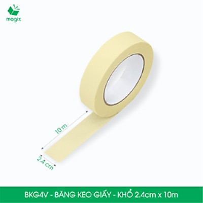 BKG4V - Block 12 cuộn băng keo giấy khổ 2.4cm x 10m - Băng dính giấy viết được, chặn màu sơn