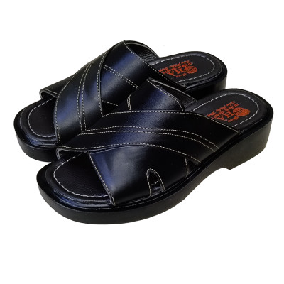 Dép Nam Quai Ngang Da Bò Thật HÀ NAM Đế Cao Dành Cho Người Thấp DN2041