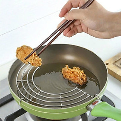 Vỉ gác chảo chiên đồ ăn cỡ to bằng inox không gỉ bền đẹp (31 x 15,5 cm)