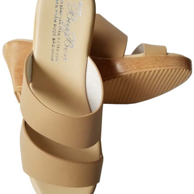 Dép Đế Xuồng Nữ BIGBEN Da Bò Thật Cao 7 Phân DX41