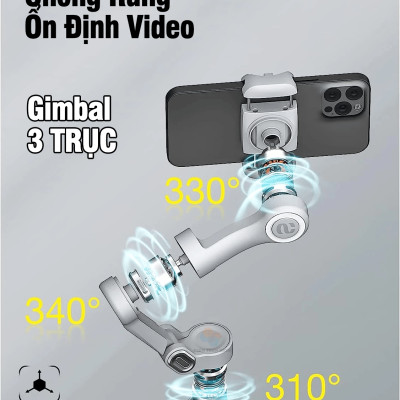 Tay cầm gimbal chống rung điện thoại Smart X | Smart X Pro có đèn trợ sáng, có APP, dõi theo vật thể, sạc không dây tiện lợi, hàng chính hãng