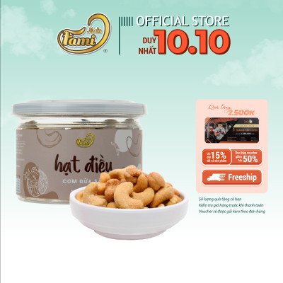 [Hạt Điều Tẩm Vị] Hạt Điều Tẩm Vị Cơm Dừa Sấy, Hạt Điều Cơm Dừa Sấy, Hạt Điều Rang Sấy Vị Cơm Dừa, Hạt Điều Acồ Size A++, Hạt Điều Xuất Khẩu - Hũ Nắp Nhôm 120g - Thương Hiệu FAMINUTS