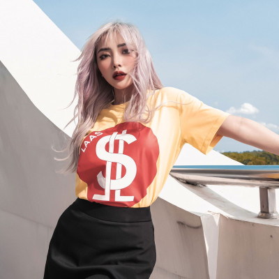 LAAS Áo thun logo dollar vàng dễ mặc thoải mái