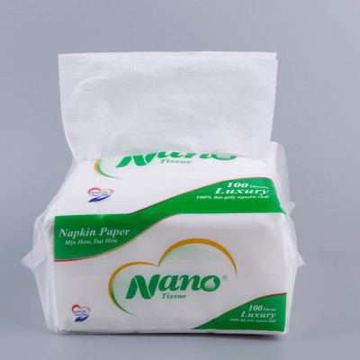 [Mua 10 tặng 1] Khăn giấy rút lụa Nano Napkin 100 tờ, Giấy ăn khô vuông siêu dai cao cấp mềm dai an toàn - Nano Tissue