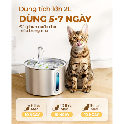 Máy lọc nước tự động Oneisall PWF 001 cho thú cưng uống nước, Phiên bản nâng cấp mới nhất - Hàng chính hãng