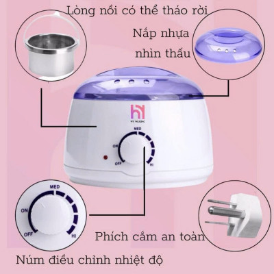 Combo Nồi nấu sáp wax nóng kèm : 100gr sáp cao cấp , Giấy Wax , 5 Que Gỗ